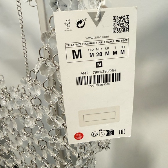 ✨ ZARA Crystal Chainmail Top – Silver | Size M | NWT ✨ - Picture 4 of 4